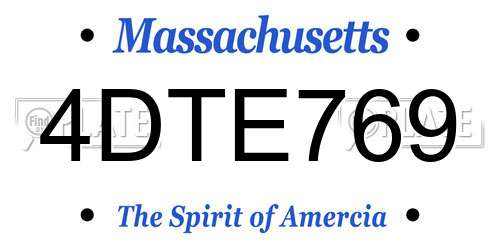4DTE769 Massachusetts License Plate