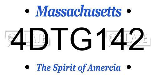 4DTG142 Massachusetts License Plate