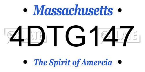 4DTG147 Massachusetts License Plate