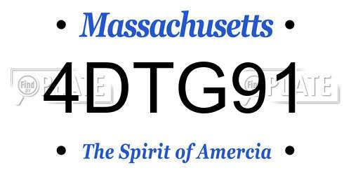 4DTG91 Massachusetts License Plate