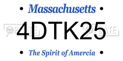 4DTK25 Massachusetts License Plate