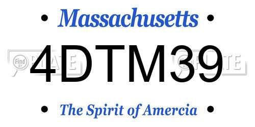 4DTM39 Massachusetts License Plate