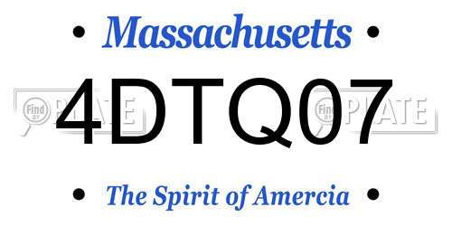4DTQ07 Massachusetts License Plate