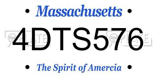 4DTS576 Massachusetts License Plate