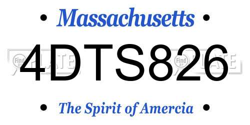 4DTS826 Massachusetts License Plate
