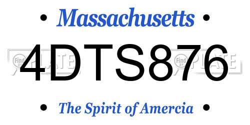 4DTS876 Massachusetts License Plate