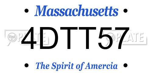 4DTT57 Massachusetts License Plate