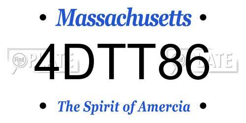4DTT86 Massachusetts License Plate