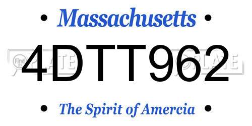 4DTT962 Massachusetts License Plate