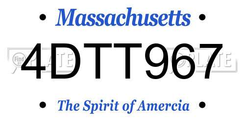 4DTT967 Massachusetts License Plate