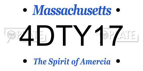 4DTY17 Massachusetts License Plate