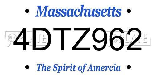 4DTZ962 Massachusetts License Plate