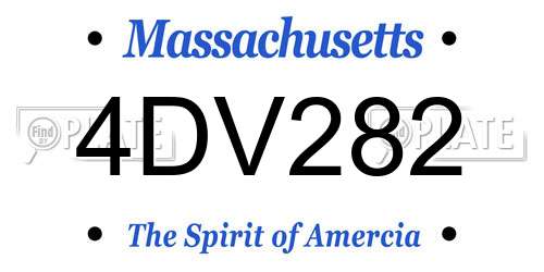 4DV282 Massachusetts License Plate