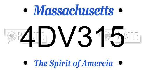 4DV315 Massachusetts License Plate
