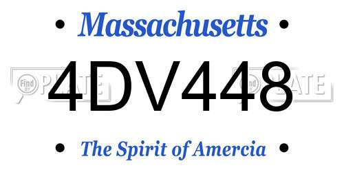 4DV448 Massachusetts License Plate