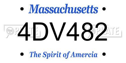 4DV482 Massachusetts License Plate