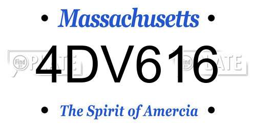 4DV616 Massachusetts License Plate