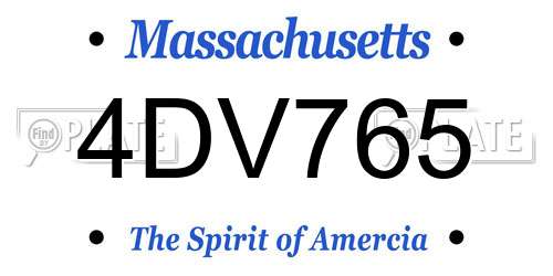 4DV765 Massachusetts License Plate