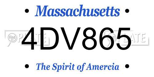 4DV865 Massachusetts License Plate