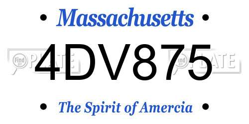 4DV875 Massachusetts License Plate