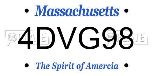4DVG98 Massachusetts License Plate