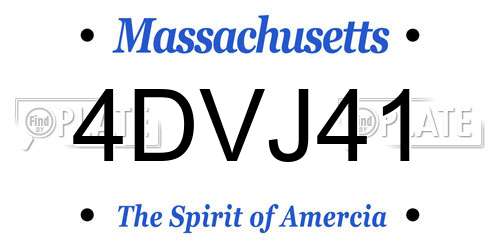 4DVJ41 Massachusetts License Plate