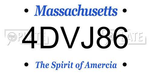 4DVJ86 Massachusetts License Plate