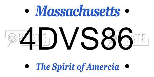 4DVS86 Massachusetts License Plate