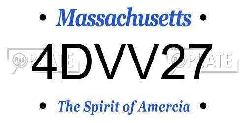4DVV27 Massachusetts License Plate
