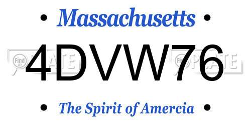 4DVW76 Massachusetts License Plate
