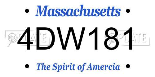 4DW181 Massachusetts License Plate