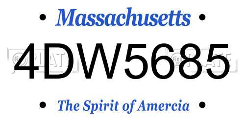 4DW5685 Massachusetts License Plate