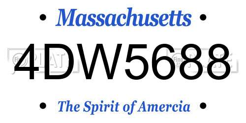 4DW5688 Massachusetts License Plate