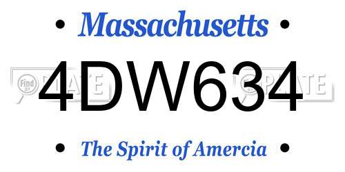 4DW634 Massachusetts License Plate