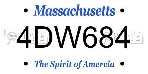 4DW684 Massachusetts License Plate