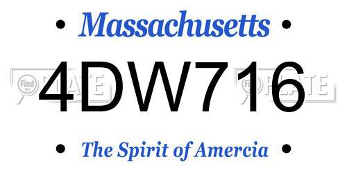 4DW716 Massachusetts License Plate