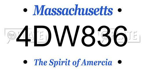 4DW836 Massachusetts License Plate