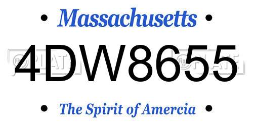 4DW8655 Massachusetts License Plate