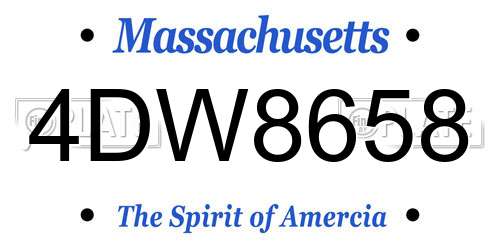 4DW8658 Massachusetts License Plate