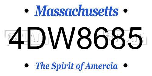 4DW8685 Massachusetts License Plate