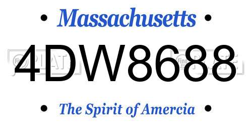 4DW8688 Massachusetts License Plate