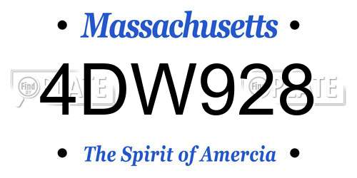 4DW928 Massachusetts License Plate