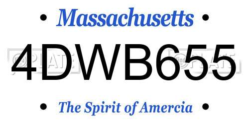 4DWB655 Massachusetts License Plate
