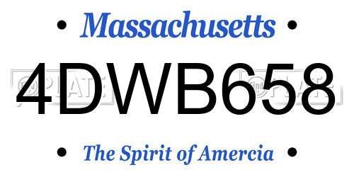 4DWB658 Massachusetts License Plate