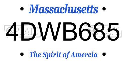 4DWB685 Massachusetts License Plate
