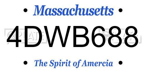 4DWB688 Massachusetts License Plate