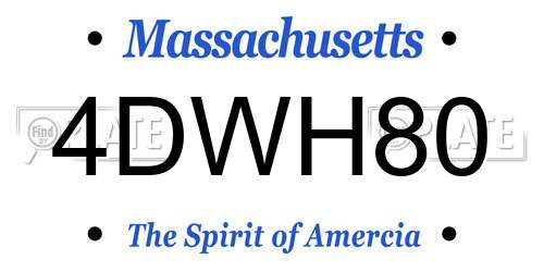 4DWH80 Massachusetts License Plate