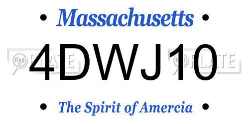 4DWJ10 Massachusetts License Plate