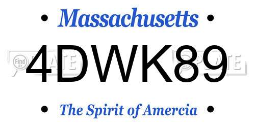 4DWK89 Massachusetts License Plate