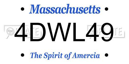 4DWL49 Massachusetts License Plate